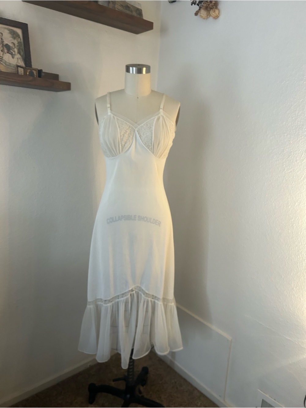 Rogers Classic Ivory Slip Dress with Lace Bodice